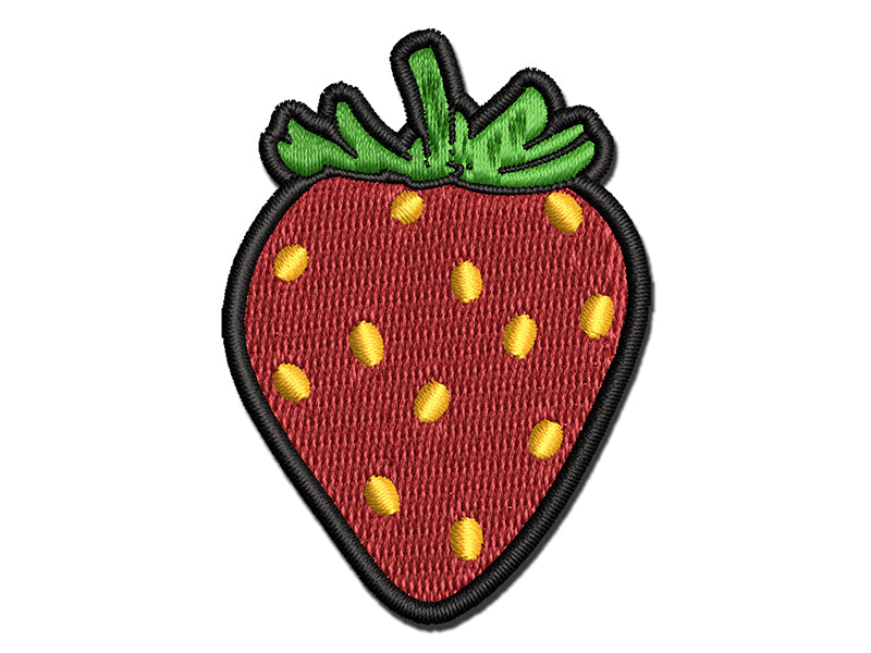 Strawberry Fruit Drawing Multi-Color Embroidered Iron-On or Hook & Loop Patch Applique