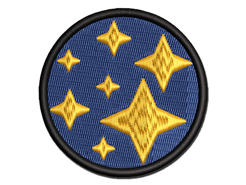 Twinkling Stars Glitter Shimmer Multi-Color Embroidered Iron-On or Hook & Loop Patch Applique