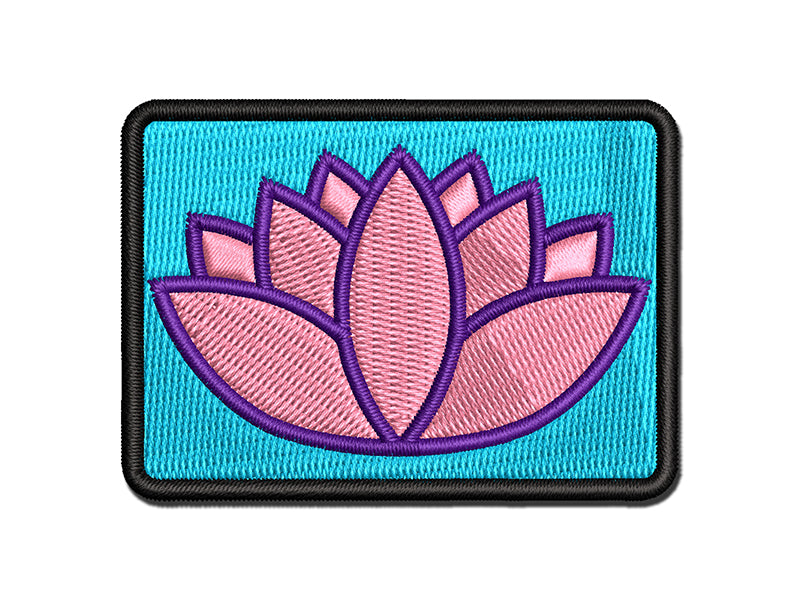 Yoga Lotus Flower Outline Multi-Color Embroidered Iron-On or Hook & Loop Patch Applique