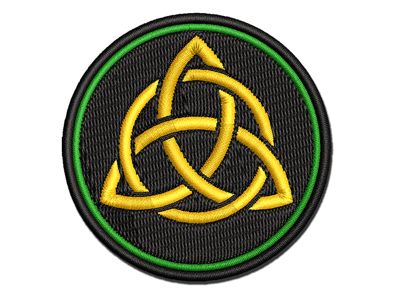 Celtic Triquetra Knot Silhouette Multi-Color Embroidered Iron-On or Hook & Loop Patch Applique