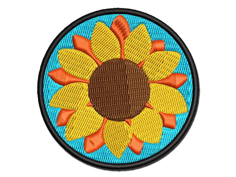 Cute Sunflower Doodle Multi-Color Embroidered Iron-On or Hook & Loop Patch Applique