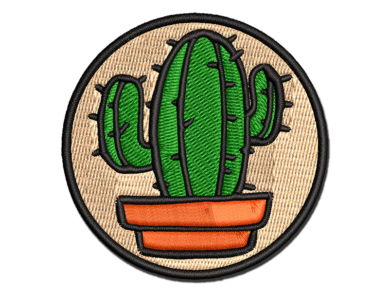 Hand Drawn Cactus Doodle Multi-Color Embroidered Iron-On or Hook & Loop Patch Applique