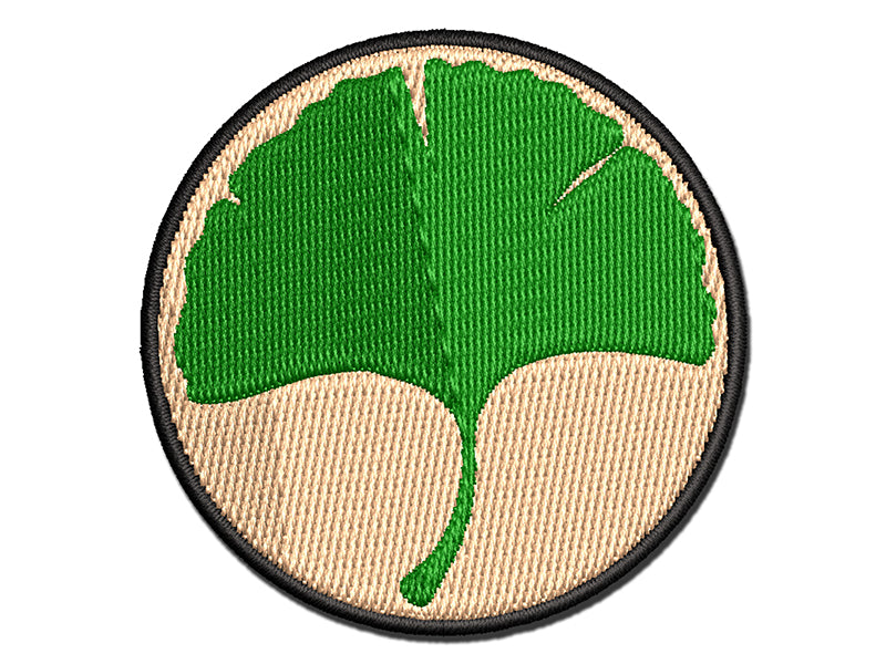 Hand Drawn Ginkgo Leaf Doodle Multi-Color Embroidered Iron-On or Hook & Loop Patch Applique