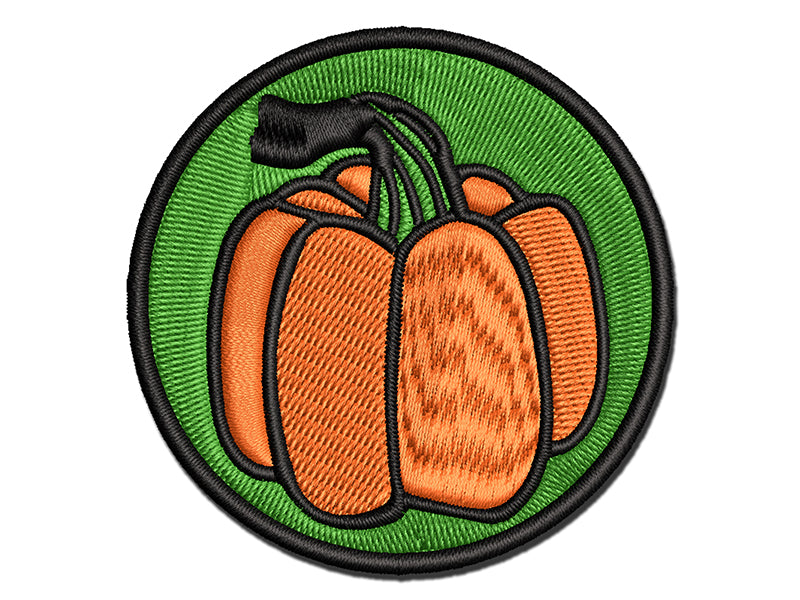 Hand Drawn Pumpkin Gnarled Stem Doodle Fall Thanksgiving Halloween Multi-Color Embroidered Iron-On or Hook & Loop Patch Applique