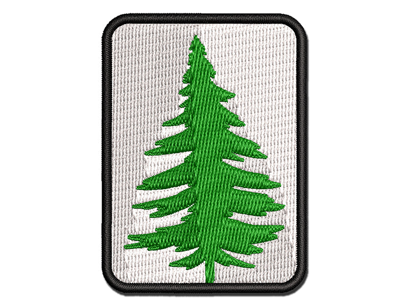 Hand Drawn Sketchy Christmas Evergreen Tree Multi-Color Embroidered Iron-On or Hook & Loop Patch Applique