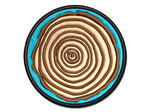 Hand Drawn Tree Rings Doodle Multi-Color Embroidered Iron-On or Hook & Loop Patch Applique