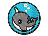 Kawaii Narwhal Multi-Color Embroidered Iron-On or Hook & Loop Patch Applique