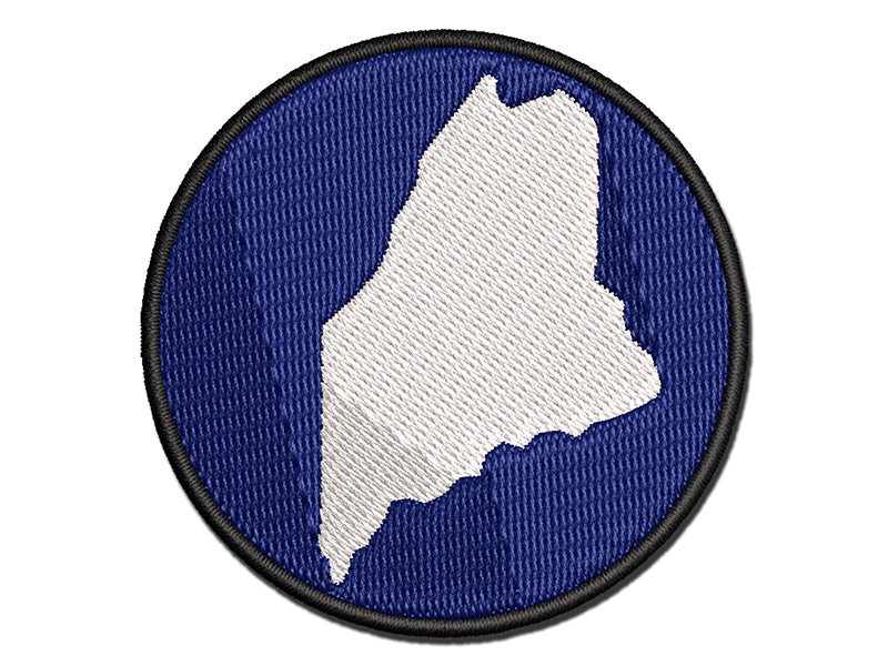 Maine State Silhouette Multi-Color Embroidered Iron-On or Hook & Loop Patch Applique