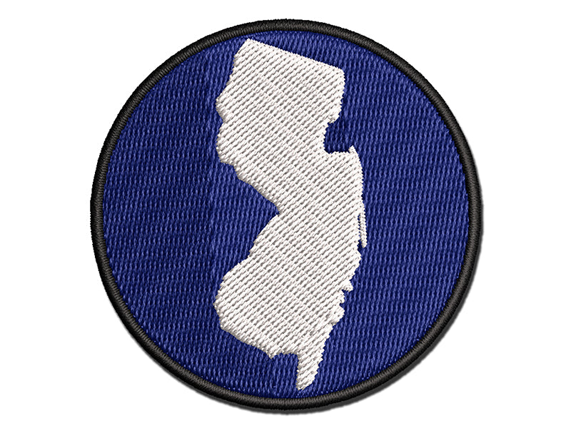 New Jersey State Silhouette Multi-Color Embroidered Iron-On or Hook & Loop Patch Applique