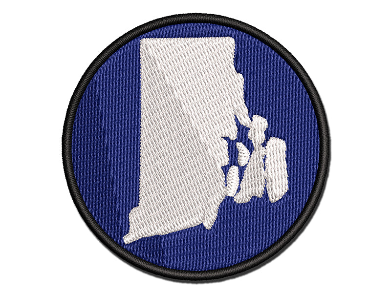 Rhode Island State Silhouette Multi-Color Embroidered Iron-On or Hook & Loop Patch Applique