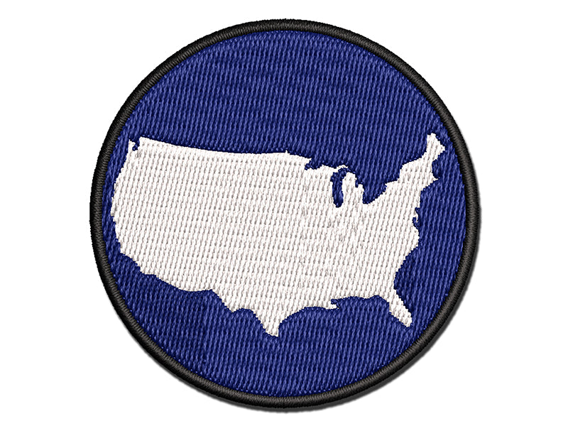 USA United States America Country Silhouette Multi-Color Embroidered Iron-On or Hook & Loop Patch Applique