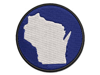 Wisconsin State Silhouette Multi-Color Embroidered Iron-On or Hook & Loop Patch Applique