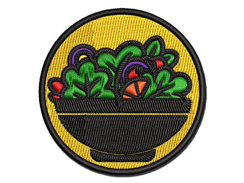 Bowl of Salad with Lettuce Tomato and Onion Multi-Color Embroidered Iron-On or Hook & Loop Patch Applique