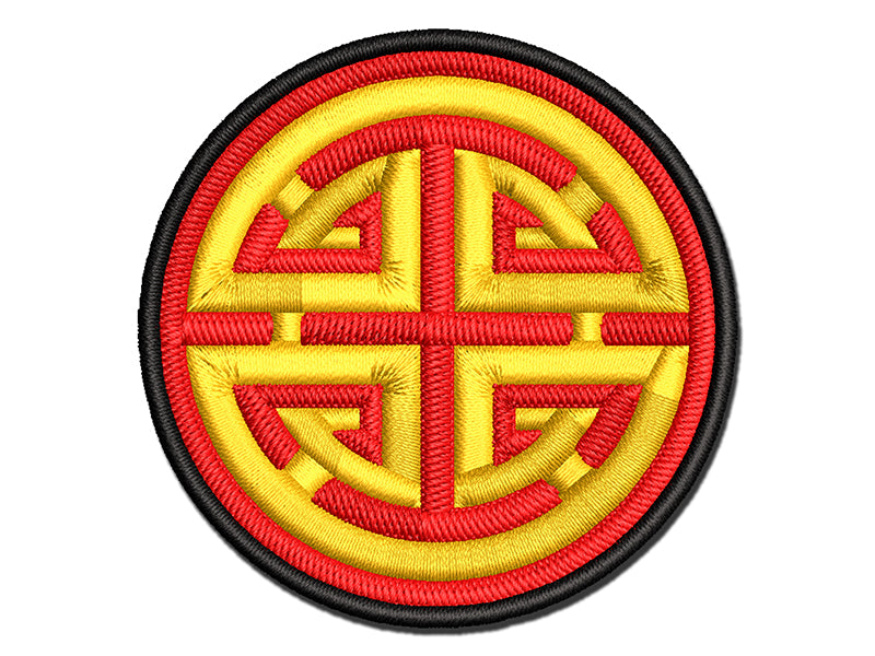 Chinese Symbol Lu Wealth and Prosperity Multi-Color Embroidered Iron-On or Hook & Loop Patch Applique