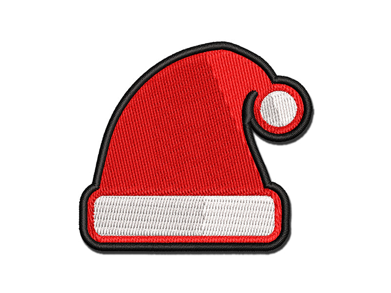 Christmas Santa Hat for the Holidays Multi-Color Embroidered Iron-On or Hook & Loop Patch Applique