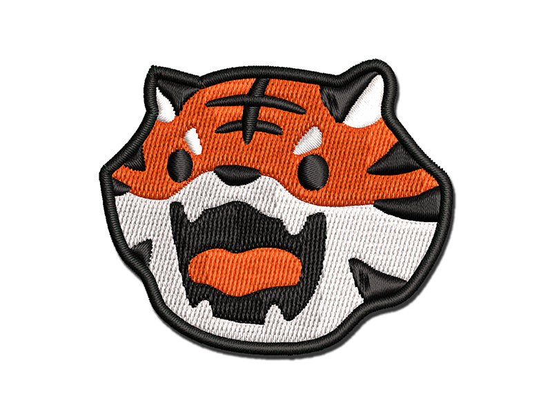 Cute and Fierce Tiger Head Multi-Color Embroidered Iron-On or Hook & Loop Patch Applique