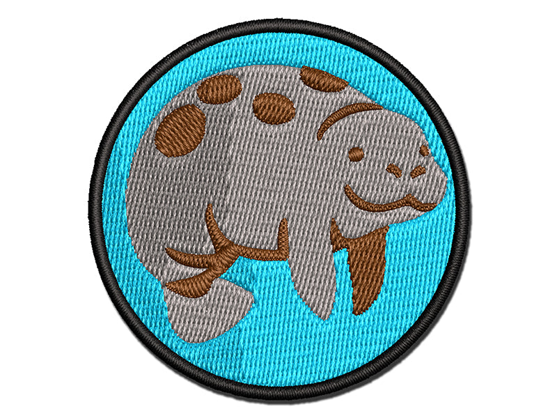 Cute Chubby Manatee Multi-Color Embroidered Iron-On or Hook & Loop Patch Applique