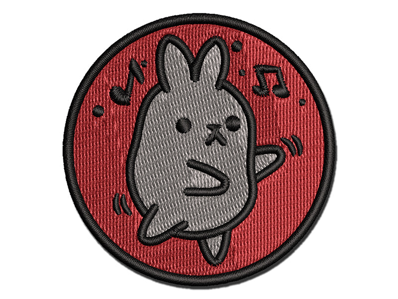 Cute Kawaii Bunny Rabbit Dancing to Music Multi-Color Embroidered Iron-On or Hook & Loop Patch Applique