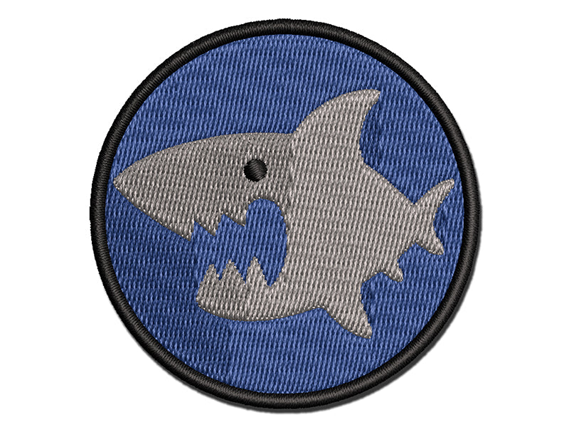 Cute Shark icon Multi-Color Embroidered Iron-On or Hook & Loop Patch Applique