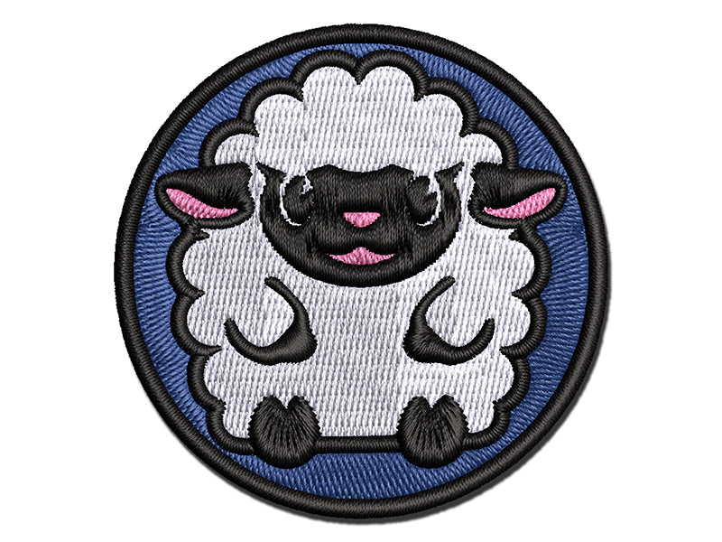 Cute Wooly Sheep Lamb Sitting Multi-Color Embroidered Iron-On or Hook & Loop Patch Applique