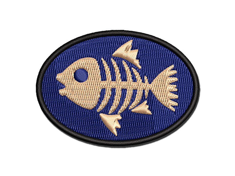 Fish Skeleton Bones Multi-Color Embroidered Iron-On or Hook & Loop Patch Applique