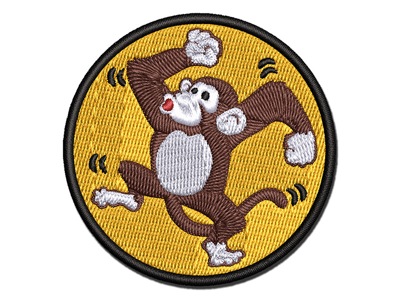 Fun Dancing Monkey Multi-Color Embroidered Iron-On or Hook & Loop Patch Applique
