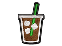 Iced Coffee Drink Multi-Color Embroidered Iron-On or Hook & Loop Patch Applique