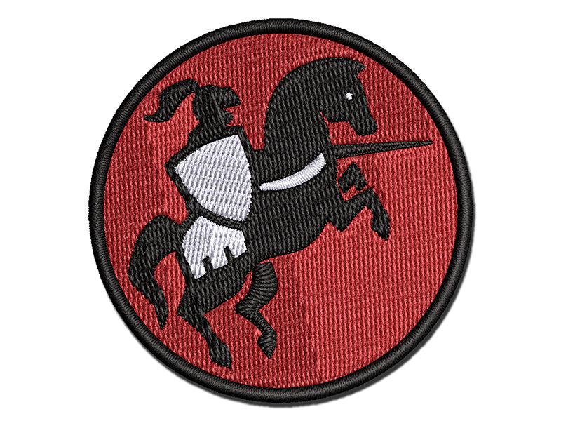 Jousting Knight with Lance on Horse Multi-Color Embroidered Iron-On or Hook & Loop Patch Applique