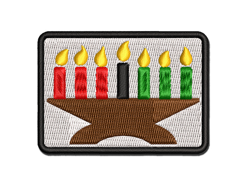 Kwanzaa Kinara with Candles Multi-Color Embroidered Iron-On or Hook & Loop Patch Applique