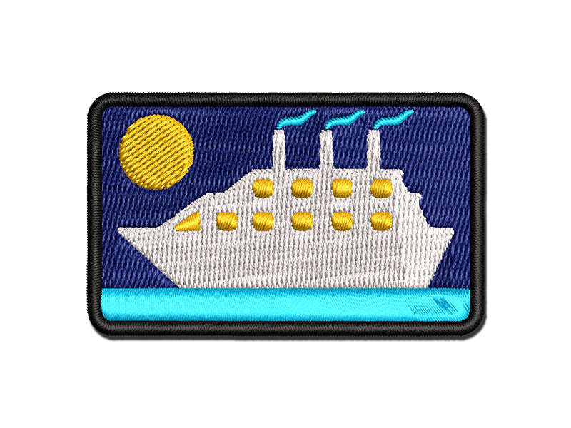 Vacation Cruise Ship Boat Multi-Color Embroidered Iron-On or Hook & Loop Patch Applique