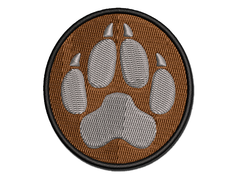Wolf Coyote Paw Print Multi-Color Embroidered Iron-On or Hook & Loop Patch Applique