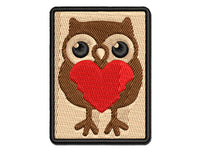 Owl Holding Heart Multi-Color Embroidered Iron-On or Hook & Loop Patch Applique