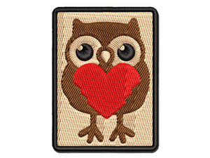Owl Holding Heart Multi-Color Embroidered Iron-On or Hook & Loop Patch Applique
