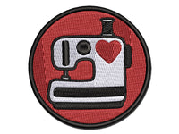 Sewing Machine with Heart Multi-Color Embroidered Iron-On or Hook & Loop Patch Applique