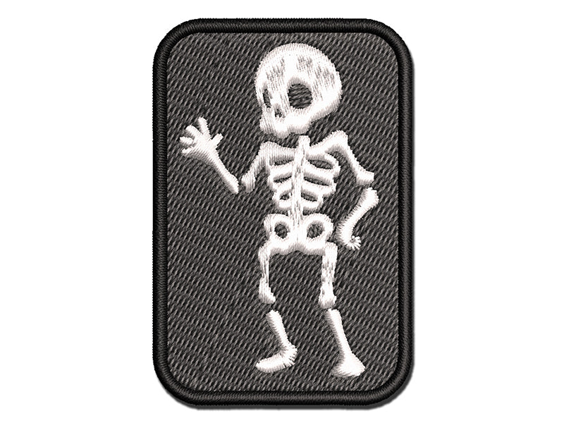 Cute Skeleton Waving Multi-Color Embroidered Iron-On or Hook & Loop Patch Applique