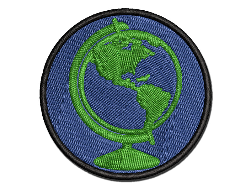 Explorer World Globe of Planet Earth Multi-Color Embroidered Iron-On or Hook & Loop Patch Applique