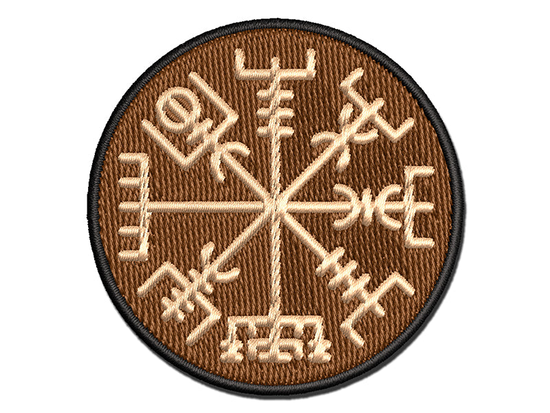 Viking Vegvisir Norse Protection Rune Multi-Color Embroidered Iron-On or Hook & Loop Patch Applique