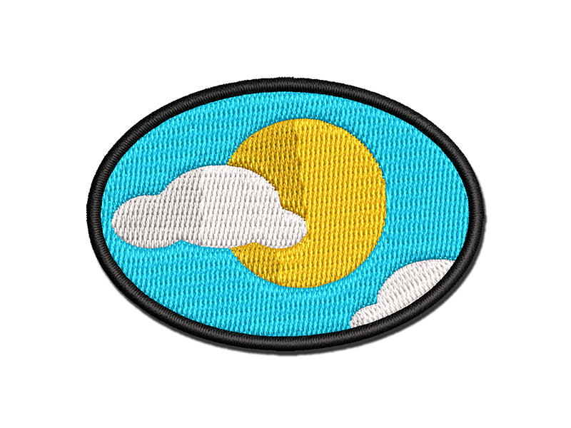 Partly Cloudy Weather Multi-Color Embroidered Iron-On or Hook & Loop Patch Applique
