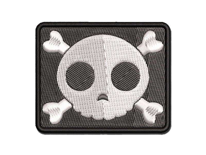 Cute Simple Skull and Crossbones Multi-Color Embroidered Iron-On or Hook & Loop Patch Applique