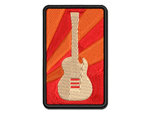 Electric Guitar Silhouette Multi-Color Embroidered Iron-On or Hook & Loop Patch Applique