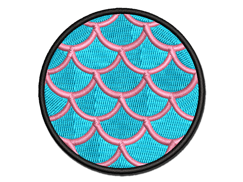 Mermaid Dragon Fish Scales Circle Multi-Color Embroidered Iron-On or Hook & Loop Patch Applique