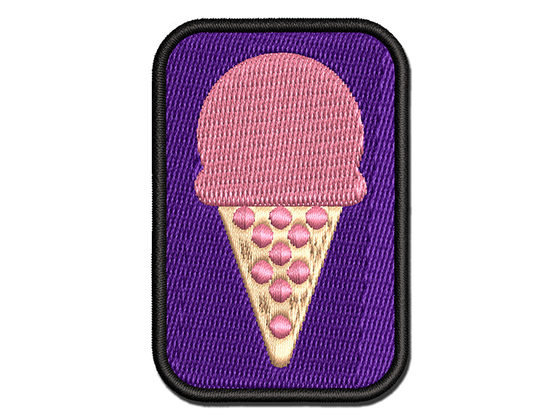 Yummy Ice Cream Cone Multi-Color Embroidered Iron-On or Hook & Loop Patch Applique