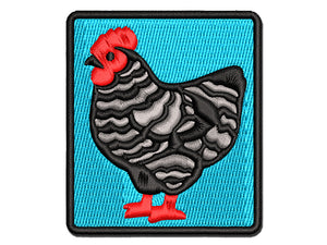 Barred Plymouth Rock Chicken Multi-Color Embroidered Iron-On or Hook & Loop Patch Applique