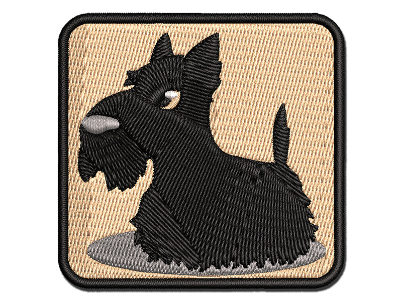Delightful Cartoon Scottish Terrier Multi-Color Embroidered Iron-On or Hook & Loop Patch Applique