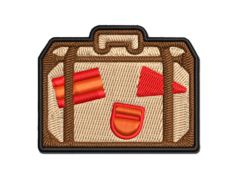 Travel Suitcase with Destination Stickers Multi-Color Embroidered Iron-On or Hook & Loop Patch Applique