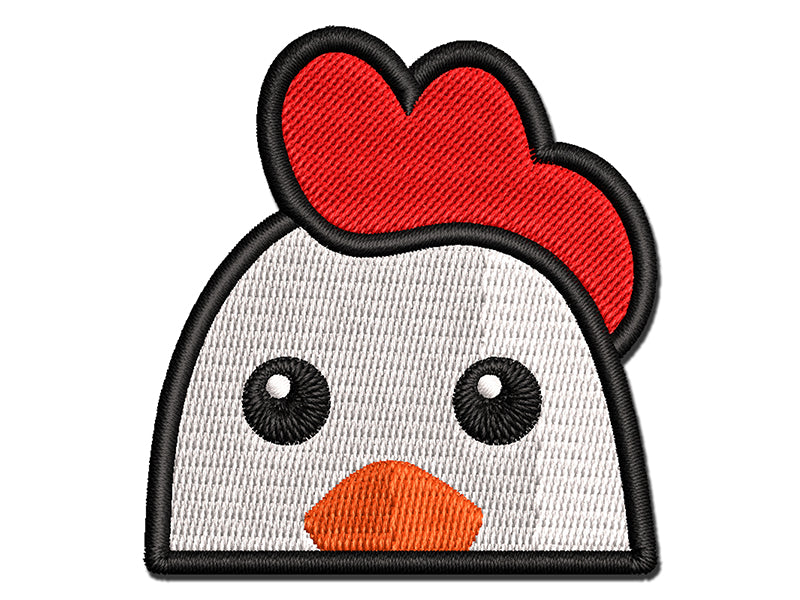 Peeking Chicken Multi-Color Embroidered Iron-On or Hook & Loop Patch Applique