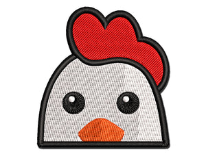 Peeking Chicken Multi-Color Embroidered Iron-On or Hook & Loop Patch Applique