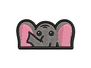 Peeking Elephant Multi-Color Embroidered Iron-On or Hook & Loop Patch Applique