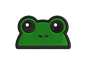 Peeking Frog Multi-Color Embroidered Iron-On or Hook & Loop Patch Applique