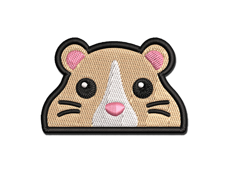 Peeking Hamster Gerbil Multi-Color Embroidered Iron-On or Hook & Loop Patch Applique